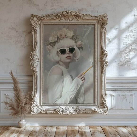 Original Floral Fashion Art Print + Digital Copy, Surreal Avant Garde - Picture 2 of 9